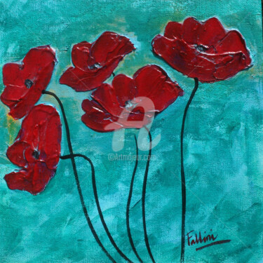 Pittura intitolato "Red Poppies in the…" da Monica Fallini, Opera d'arte originale, Acrilico