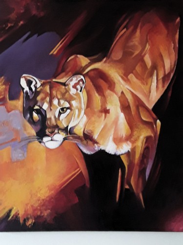 Painting titled "Le puma" by Michel Feat, Original Artwork