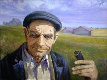 Painting titled "Grandfather Efim an…" by Mikhail Fedotov, Original Artwork, Oil