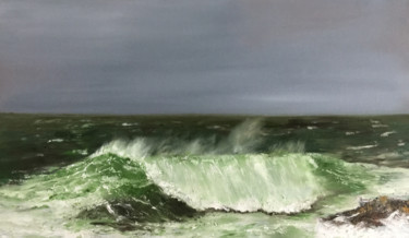 Peinture intitulée "vague en Méditerran…" par Marie-Françoise Durnerin, Œuvre d'art originale, Huile