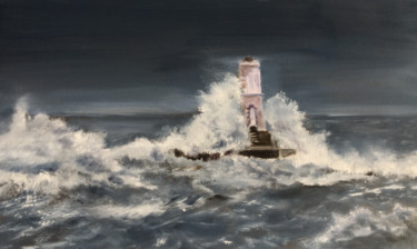 Peinture intitulée "phare-rosejpg.jpg" par Marie-Françoise Durnerin, Œuvre d'art originale, Huile