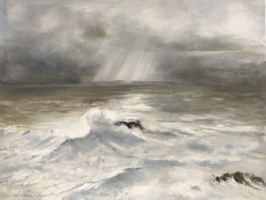 Pittura intitolato "effets de vagues" da Marie-Françoise Durnerin, Opera d'arte originale, Olio