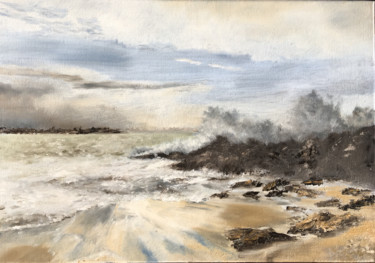 Painting titled "plage bretonne" by Marie-Françoise Durnerin, Original Artwork, Oil