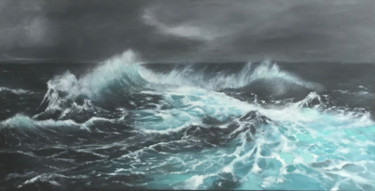 Painting titled "Mer agitée" by Marie-Françoise Durnerin, Original Artwork, Oil