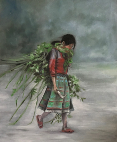 Peinture intitulée "Retour des champs" par Marie-Françoise Durnerin, Œuvre d'art originale, Huile