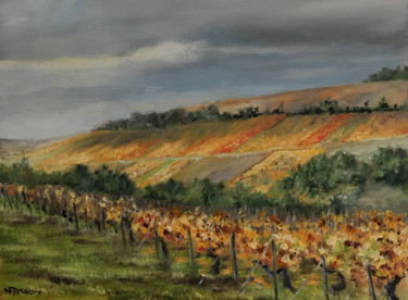 Peinture intitulée "automne dans les vi…" par Marie-Françoise Durnerin, Œuvre d'art originale, Huile
