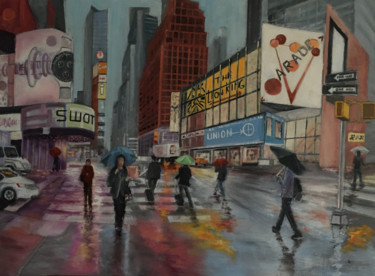 Peinture intitulée "Times Square un soi…" par Marie-Françoise Durnerin, Œuvre d'art originale, Huile