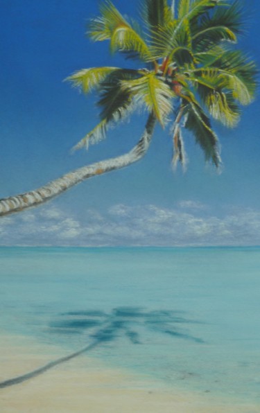 Paysage exotique Dessin intitulée "Paysage exotique" par Marie-Françoise Le Néen, Œuvre d'art originale, Pastel