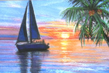 Promenade nocturne Dessin intitulée "Promenade nocturne" par Marie-Françoise Le Néen, Œuvre d'art originale, Pastel