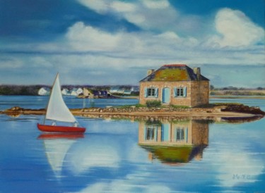 Saint-Cado (ria d'Etel) Dessin intitulée "Saint-Cado (ria d'E…" par Marie-Françoise Le Néen, Œuvre d'art originale, Pastel