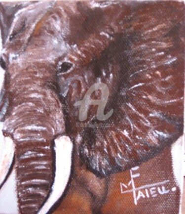 Peinture intitulée "Eléphant" par Marie France Mateu, Œuvre d'art originale, Huile