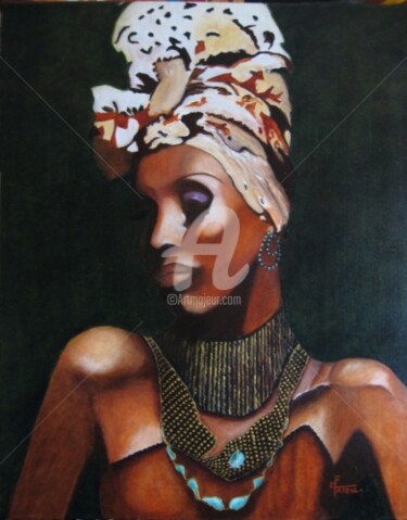 Peinture intitulée "Princesse Nubienne" par Marie France Mateu, Œuvre d'art originale