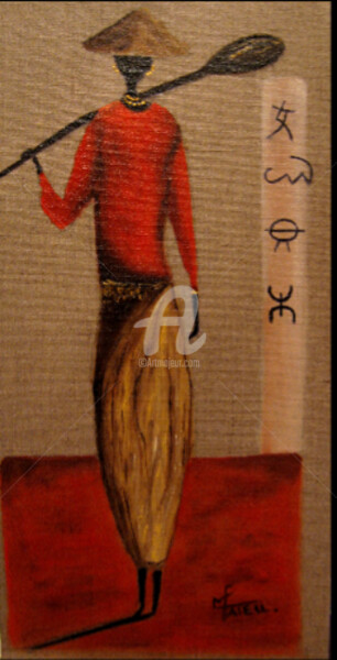 Peinture intitulée "Charme d'Afrique4" par Marie France Mateu, Œuvre d'art originale