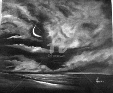 Peinture intitulée "An clair de lune" par Marie France Mateu, Œuvre d'art originale