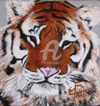 Peinture intitulée "Tigre" par Marie France Mateu, Œuvre d'art originale