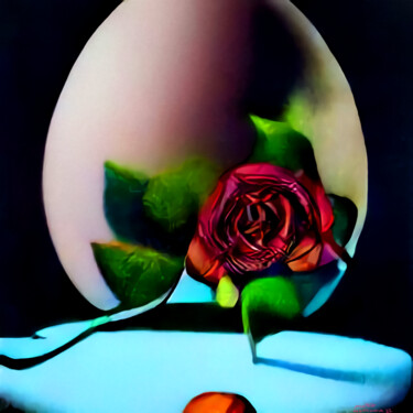 Digitale Kunst mit dem Titel "L'uovo e la rosa" von Matteo Garagiola Lacchiarella, Original-Kunstwerk, Digitale Malerei