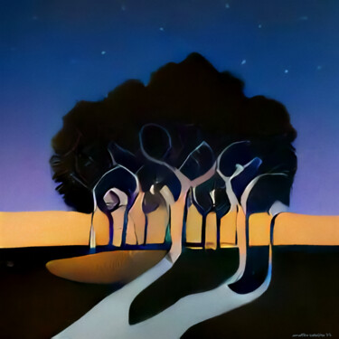Digital Arts titled "Gli alberi del dese…" by Matteo Garagiola Lacchiarella, Original Artwork, Digital Painting