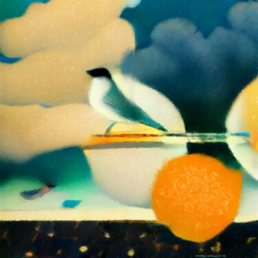 Digitale Kunst mit dem Titel "L'uccello dei mondi…" von Matteo Garagiola Lacchiarella, Original-Kunstwerk, 2D digitale Arbeit