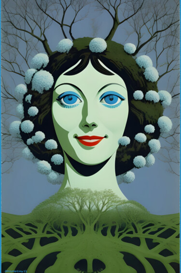 Arte digitale intitolato "La dea degli alberi" da Matteo Garagiola Lacchiarella, Opera d'arte originale, Lavoro digitale 2D
