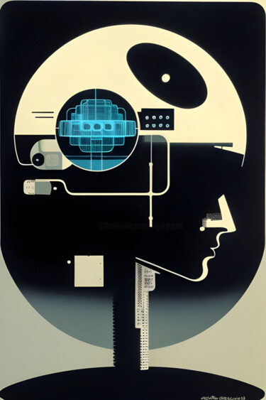 Digitale Kunst mit dem Titel "Prototipo di testa…" von Matteo Garagiola Lacchiarella, Original-Kunstwerk, KI-generiertes Bild