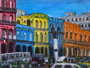 Peinture intitulée "La Habana Vieja" par Maxim Gertman, Œuvre d'art originale, Huile