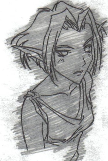 Drawing titled "Manga Elf Woman" by Matthew Gleason, Original Artwork