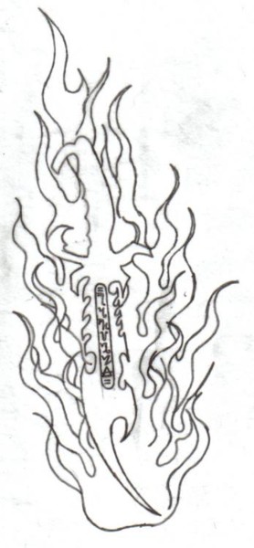 Drawing titled "Flaming Dagger Outl…" by Matthew Gleason, Original Artwork