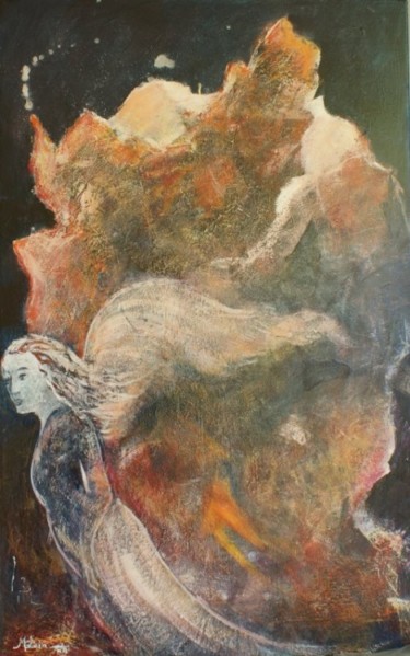 Pintura intitulada "Angelus tempus" por M.Gloria, Obras de arte originais, Óleo