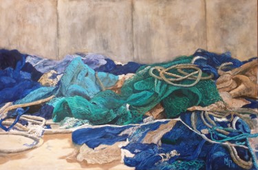Ζωγραφική με τίτλο "Натюрморт рыбака" από Maria Mikhaylova-Goldman, Αυθεντικά έργα τέχνης, Λάδι Τοποθετήθηκε στο Ξύλινο φορε…