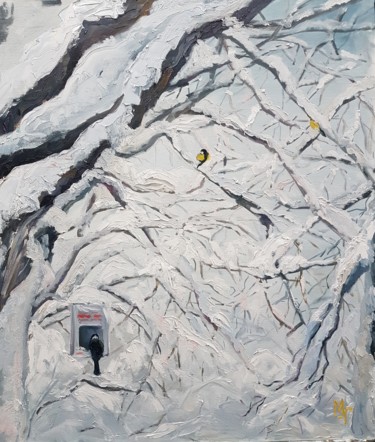 Malerei mit dem Titel "First breath of win…" von Maria Mikhaylova-Goldman, Original-Kunstwerk, Öl Auf Keilrahmen aus Holz mo…