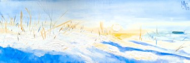 Pintura intitulada "White Sun" por Maria Mikhaylova-Goldman, Obras de arte originais, Óleo Montado em Armação em madeira