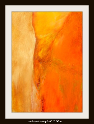 Peinture intitulée "trichromie orangée" par Marcel Gris, Œuvre d'art originale, Huile