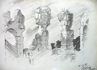 Zeichnungen mit dem Titel "milet kolonlar" von Murat Güçlüer, Original-Kunstwerk, Kohle
