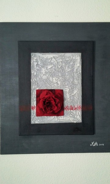 Painting titled "Carré-Rose" by Marie Andevert, Original Artwork