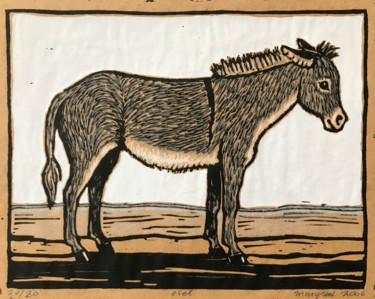 Incisioni, stampe intitolato "Esel" da Margreet Duijneveld, Opera d'arte originale, Incisioni su linoleum