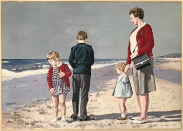 Malerei mit dem Titel "On the beach 1969" von Margreet Duijneveld, Original-Kunstwerk, Acryl