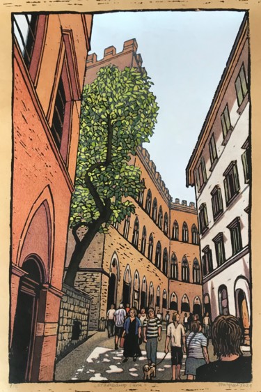 Printmaking titled "Tree in the City /…" by Margreet Duijneveld, Original Artwork, Linocuts