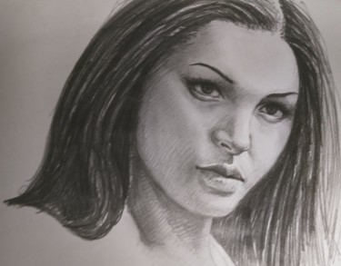 Drawing titled "Retrato01" by Mohammed Helal Uddin Lopez, Original Artwork, Pencil