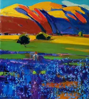 Malarstwo zatytułowany „Blooming meadow” autorstwa Mher Chatinyan, Oryginalna praca, Olej