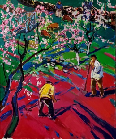 Pittura intitolato "Spring worries" da Mher Chatinyan, Opera d'arte originale, Olio