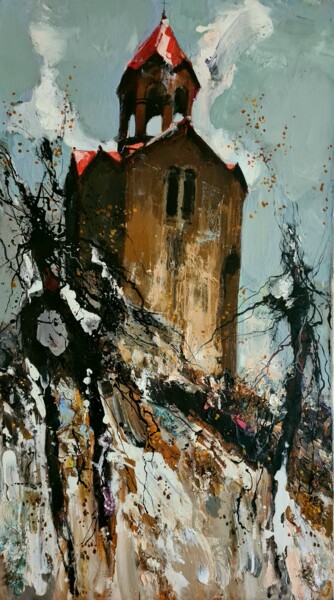 Painting titled "Temple" by Mher Chatinyan, Original Artwork, Oil