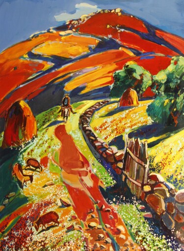Malarstwo zatytułowany „Summer Day in Mount…” autorstwa Mher Chatinyan, Oryginalna praca, Olej