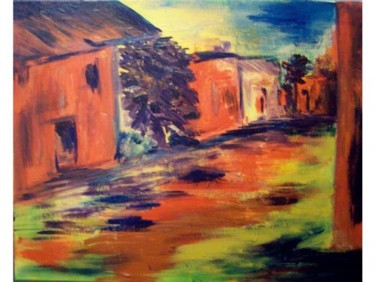 Painting titled "My siesta town" by Michelle Hilton, Original Artwork, Oil