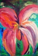 Painting titled "Painting Flowers" by Michelle Hilton, Original Artwork, Oil