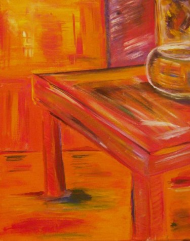 Peinture intitulée "Orange Table" par Michelle Hilton, Œuvre d'art originale, Huile