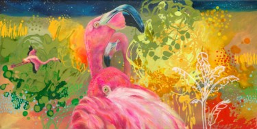 Painting titled "Pink side of the mo…" by Marie-Hélène Pelletier, Original Artwork, Acrylic