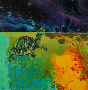 Peinture intitulée "Les tortues se nour…" par Marie-Hélène Pelletier, Œuvre d'art originale, Acrylique