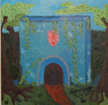 Картина под названием "The mystical entran…" - Mariia Khudobina, Подлинное произведение искусства, Масло