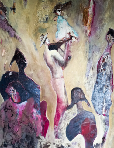 Pintura intitulada ""le violoniste"" por Mi Baudry, Obras de arte originais, Acrílico