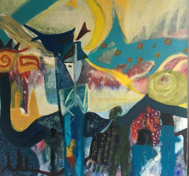 Peinture intitulée ""LE JOUEUR DE FLUTE…" par Mi Baudry, Œuvre d'art originale, Acrylique
